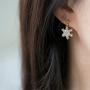 CZ Snowflake Dangle Stud Earrings for Women Girls S925 Sterling Silver Cubic Zirconia Pierced Ear 20g Ball Bead Stud Crystal Star Drop Post Pin Earrings Huggie Fashion Wedding Jewelry