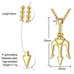 XUANPAI Stainless Steel Mens Punk Trident Neptune Pendant Necklace Statement Necklace Gifts for Him Hip Hop Jewelry