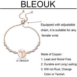 BLEOUK Zodiac Sign Adjustable Bracelet Constellation Jewelry Birthday Constellations Zodiac Sign Bracelet for Women Rose Gold Zodiac Signs Charms Jewelry