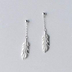 Elegant Feather Leaf Tassels Dangle Drop Earrings for Women Teen Girls S25 Sterling Silver Palm Leaf Earrings Ball Bead Studs Post Hypoallergenic Delicate Earrings Fashion Beach Summer Jewelry Gift