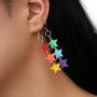 Cute Resin Heart-shaped Dangle Drop Earring Funny Cartoonn Rainbow Color stars Drop Earrings Acrylic Interlocking Heart Tassel Earrings for Women Girls Jewelry Gift