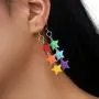 Cute Resin Heart-shaped Dangle Drop Earring Funny Cartoonn Rainbow Color stars Drop Earrings Acrylic Interlocking Heart Tassel Earrings for Women Girls Jewelry Gift