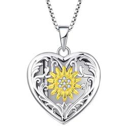 YL Heart Locket Picture Necklace 925 Sterling Silver Personalized Filigree Angel Wings Photo Lockets Pendant Jewelry