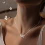 Eusense 925 Sterling Silver Butterfly Necklace Birthstone Necklaces for Women, Dainty Small Butterfly Pendant Birthstone Jewelry for Girls