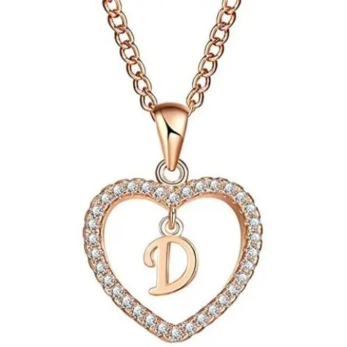 MT-Jewelry Women Rhinestone Initial Letter with Heart Pendent Necklace Alphabet Gold Collars Charms MT-Jewelry Women Rhinestone Initial Letter with Heart Pendent Necklace Alphabet Gold Collars Charms