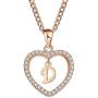 MT-Jewelry Women Rhinestone Initial Letter with Heart Pendent Necklace Alphabet Gold Collars Charms