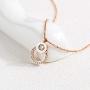 León Jewelry Roman Numerals Cubic Zirconia Ring Round Pendant Necklace Stainless Steel Rose Gold Plated for Women Girls