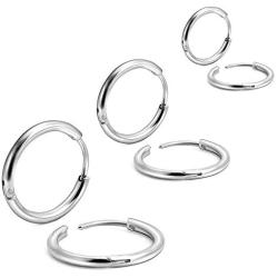 EACHLP Unisex 18K Real Gold Plating Surgical Steel Sleeper Tiny Hoop Earrings,Nose Ring Septum Ring Helix Ring Daith Ring Lip Ring Nipple Ring Snug Ring Rook Ring Body Piercing Jewelry