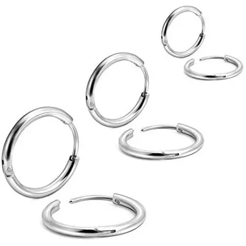 EACHLP Unisex 18K Real Gold Plating Surgical Steel Sleeper Tiny Hoop Earrings,Nose Ring Septum Ring Helix Ring Daith Ring Lip Ring Nipple Ring Snug Ring Rook Ring Body Piercing Jewelry