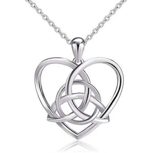 925 Sterling Silver Good Luck Irish Celtic Knot Triangle Vintage Love Heart Pendant Necklace, 18 inches 925 Sterling Silver Good Luck Irish Celtic Knot Triangle Vintage Love Heart Pendant Necklace, 18 inches