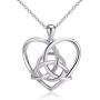 925 Sterling Silver Good Luck Irish Celtic Knot Triangle Vintage Love Heart Pendant Necklace, 18 inches