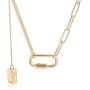 Dainty paperclip link chain necklace - gold tone necklace Y chain adjuatable necklace for Women，gift for sister,mother