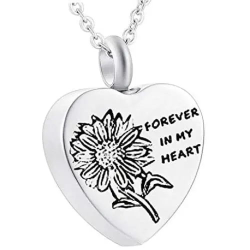 Sunflower Cremation Jewelry Urn Pendant Necklace Stainless Steel Heart Ashes Jewelry for Ashes Women Men Sunflower Cremation Jewelry Urn Pendant Necklace Stainless Steel Heart Ashes Jewelry for Ashes Women Men