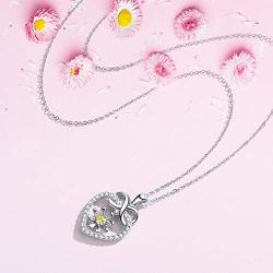 Waysles Sunflower Love Heart Pendant Necklace Jewelry Engraved You Are My Sunshine Sterling Silver Sunflower Bee Cubic Zirconia Jewelry Gifts for Women Daughter Wife