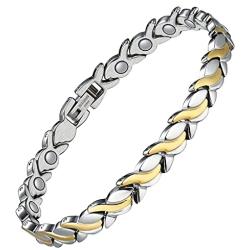 Jecanori Titanium Steel Magnetic Bracelet for Women~Magnet Therapy Bracelet for Arthritis Pain Relief&Carpal Tunnel~Unique Fishtail Link Adjustable Bracelet with 3500 Gauss Magnet