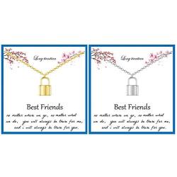 Best Friend Necklaces for 2 Dainty Bar Neckalce Elephant Love Knot Mountain Lock Necklace Jewelry Gifts for Women