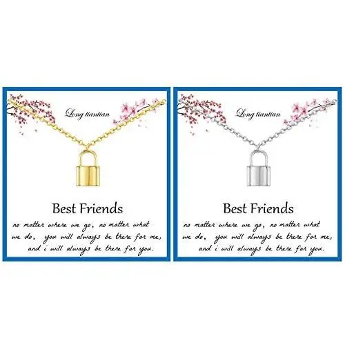 Best Friend Necklaces for 2 Dainty Bar Neckalce Elephant Love Knot Mountain Lock Necklace Jewelry Gifts for Women
