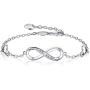 Van Chloe Women 925 Sterling Silver Bracelet Ankle Bracelet Infinity Love Heart Diamond Adjustable Bracelet Teens Girls Women Jewelry Valentines Day