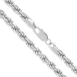 Authentic Solid Sterling Silver Rope Diamond-Cut Braided Twist Link .925 ITProLux Necklace Chains 1.5MM - 5.5MM, 16'' - 30'', Made In Italy, Men & Women, Next Level Jewelry