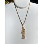 Men Women 925 Italy Gold Finish Santa Muerte Pendant Stainless Steel Real 2.5 mm Rope Chain Necklace, Mens Jewelry, Iced Pendant, Rope Necklace Nuestra Señora de la Santa Muerte