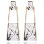 BONALUNA Bohemian Wood And Marble Effect Oblong Shaped Drop Statement Earrings