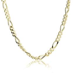 Figaro Chain Link in Gold Plated Sterling Silver, Rose Gold Plated Sterling Silver & Sterling Silver 2mm Italian 7-42 Inch Bracelets and Necklaces