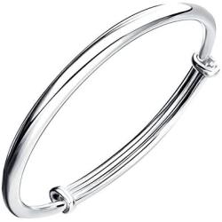 SOSUO Fashion Women Jewelry Solid 925 Sterling Bangle Bracelet Gift, Silver, (9inch)