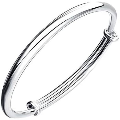 SOSUO Fashion Women Jewelry Solid 925 Sterling Bangle Bracelet Gift, Silver, (9inch)