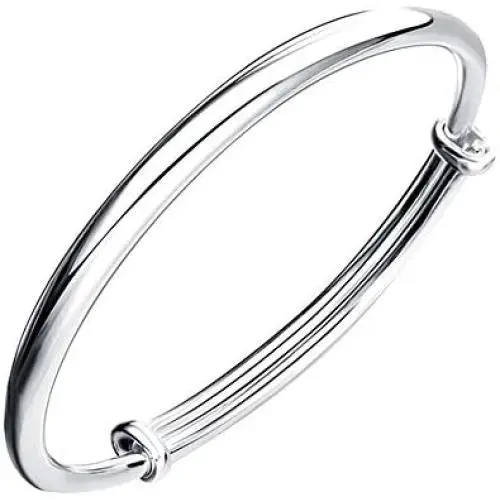 SOSUO Fashion Women Jewelry Solid 925 Sterling Bangle Bracelet Gift, Silver, (9inch)