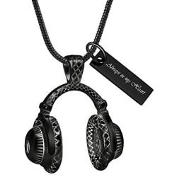 BAOWIQI Stainless Steel Fashion Headphone Pendant for Men Unisex Necklaces Keepsake Cremation Jewelry Urns Pendants