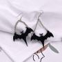 Halloween Gothic Black Bats Dangle Earrings for Women Girls Acrylic Long Dangle Bat Hook Drop Earrings Jewelry