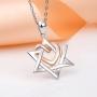 925 Silver Star of David pendant with Rose Gold Heart Necklace Mother Day Jewelry Gift for Mom Women Girls
