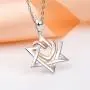 925 Silver Star of David pendant with Rose Gold Heart Necklace Mother Day Jewelry Gift for Mom Women Girls