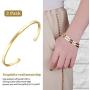 Lolalet 2 Pack Oval Thin Cuff Bracelet, Christmas Gift for Girlfriend Wife Mom, 18K Rose Gold/Gold Plated Couples Love Bracelets, Plain Polished Finish Bangle Jewelry Gift for Men Women