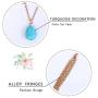 Asooll Beach Layered Turquoise Choker Necklace Gold Long Pendant Neck Chain Summer Boho Tassel Necklaces Fashion Beaded Neck Jewelry for Women and Girls