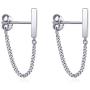 S.Leaf Chain Earrings Sterling Silver Stud Earrings Bar with Chain Dangle Earrings Gold Earrings for Women