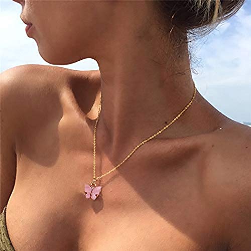 Awanka Butterfly Necklaces Dainty Choker Necklace Butterfly Pendant Necklace Chain Tiny Minimalist Jewelry Gift for Women Teen and Girls (Gold)