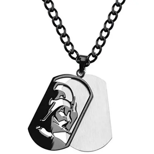 Star Wars Jewelry Unisex Darth Vader Layer Stainless Steel Dog Tag Chain Pendant Necklace, 24''
