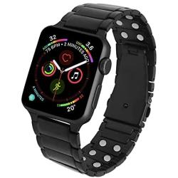 MagnetRX Magnetic Therapy Apple Watch Band - 316L Stainless Steel Ultra Strength Magnet Therapy Watch Band Compatible for Apple Watch Series 6/5/4/3/SE (Black, 42mm/44mm)