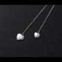 FLYOW Long Chain Dainty Necklace Simple Style 925 Sterling Silver Heart Pendant Adjustable Y Shaped Necklace Jewelry