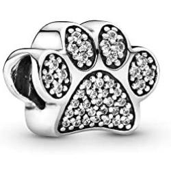 Pandora Jewelry Sparkling Paw Print Cubic Zirconia Charm in Sterling Silver