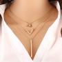 Jovono Fashion MultiLayered Necklaces Rhinestone Strip Pendant Necklace for Women and Girls(Gold)
