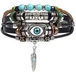 SBI Jewelry Evil Eye Bracelet Beaded Wrap Bracelet Gift for Women Girls Men Birthday
