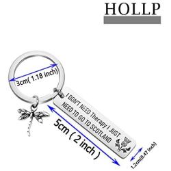 HOLLP Outlander Gift James Fraser Loves Gift I Don’t Need Therapy I Just Need to Go to Scotland Keychain Dragonfly Gift for Outlander Fans
