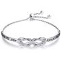 925 Sterling Silver Knot Inspirational Bracelet Engraved''Always My Sister, Forever My Friend'' Adjustable Sisters Bracelets Friendship Jewelry for Women