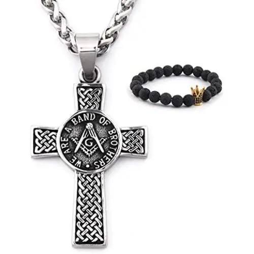 Gungneer Masonic Symbol Necklace Celtic Cross Pendant Stainless Steel Keel Chain Freemason Jewelry for Men Women Gungneer Masonic Symbol Necklace Celtic Cross Pendant Stainless Steel Keel Chain Freemason Jewelry for Men Women
