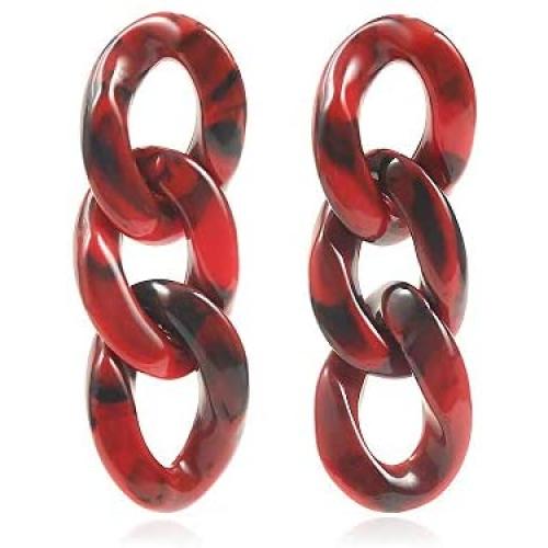 KaFu Fashion geometry Resin Earrings for Women Statement Resin Link Drop Earrings Lightweight Acrylic Dangle Earring Studs for Girls