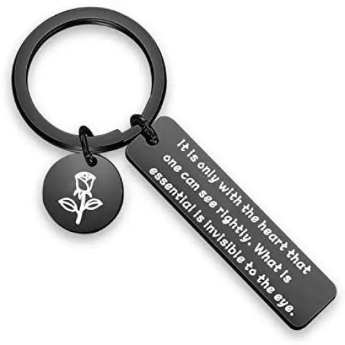 WUSUANED The Little Prince Quote Keychain with Heart Can See Rightly The Essential is Invisible to The Eye Inspirational Gift WUSUANED The Little Prince Quote Keychain with Heart Can See Rightly The Essential is Invisible to The Eye Inspirational Gift