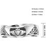 US Jewels and Gems Mens 0.925 Sterling Silver Modern Irish Celtic Claddagh & Knot Ring Band