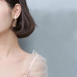 Tiny Star Ball Chain Drop Dangle Sterling Silver Earrings for Women Teen Girls 925 White Gold Plated Cartilage Hypoallergenic Polish Pentagram Dangling Cute Holiday Jewelry Daughter Gift